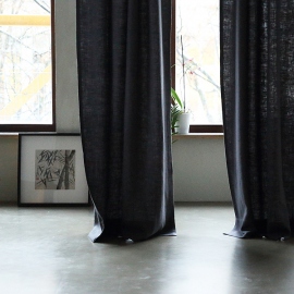 Lara Leinenvorhang mit Faltenband Grau