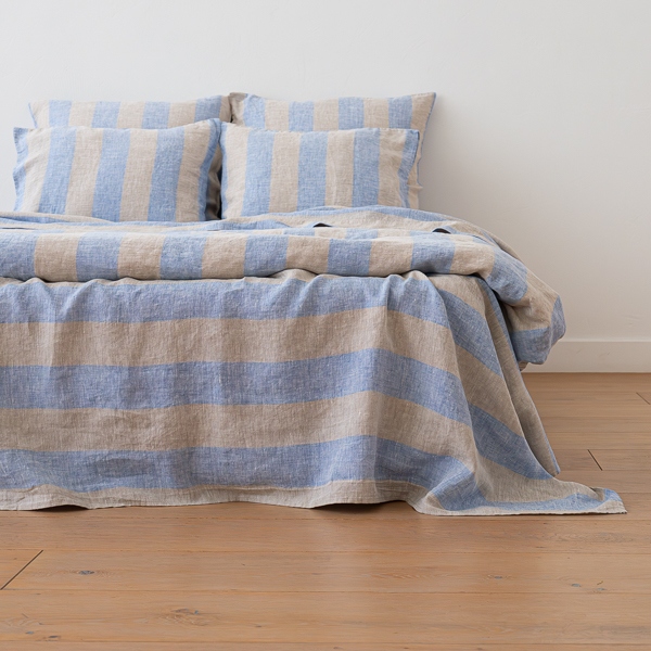 Broad Stripe Bed Set Blue Natural