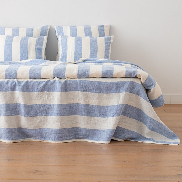 Linen Bed Set Blue White Malibu