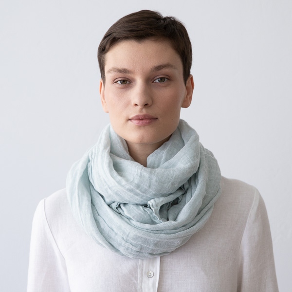 Ice Blue Leinen Sommerschlal Garza