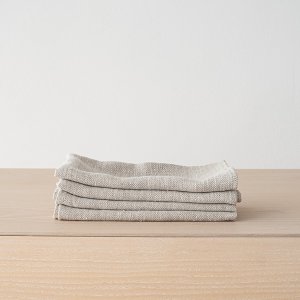 Leinen Servietten Natural Cream Chevron