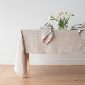 Leinen Tischdecke Natural Cream Chevron