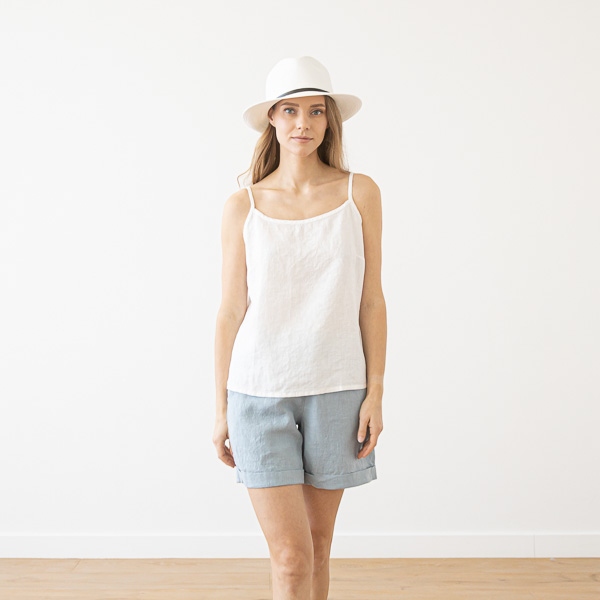 Weißes Slip-Top aus Leinen Amelia