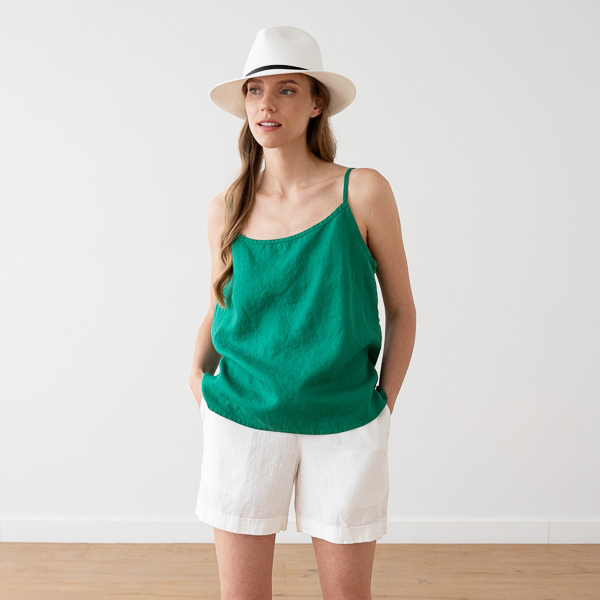 Green Slip-Top aus Leinen Amelia