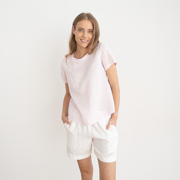 Pink Leinen Bluse Isabella