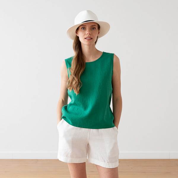 Tanktop aus gewaschenem Leinen Green Alice