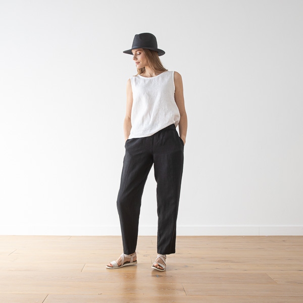 Black Leinen Hose Emma