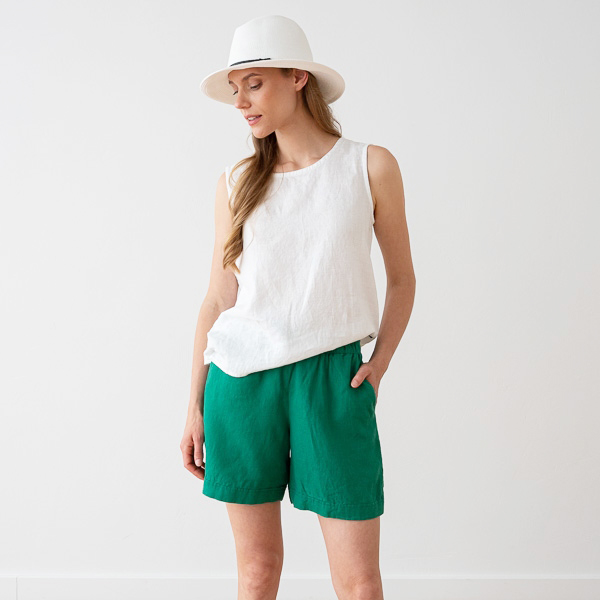 Green Leinen Shorts Emma