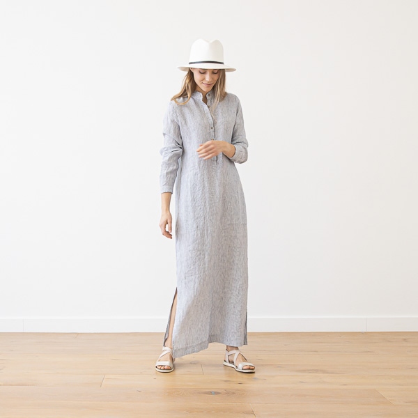 Navy Stripe Leinen Kleid Dona