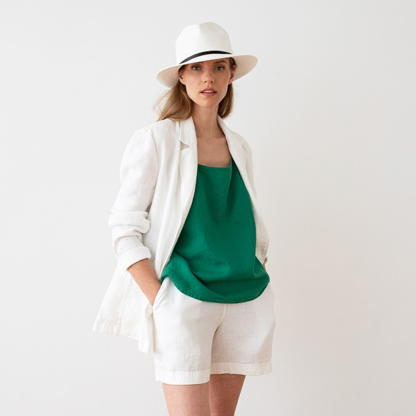 Optical White Leinen Shorts Emma