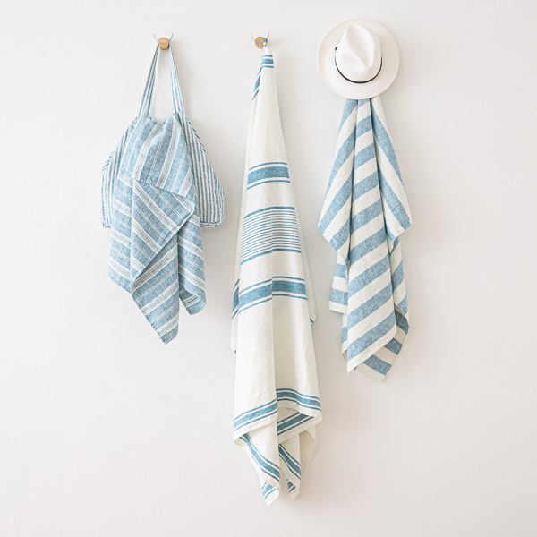 Leinen Strandtücher Tuscany Marine Blue
