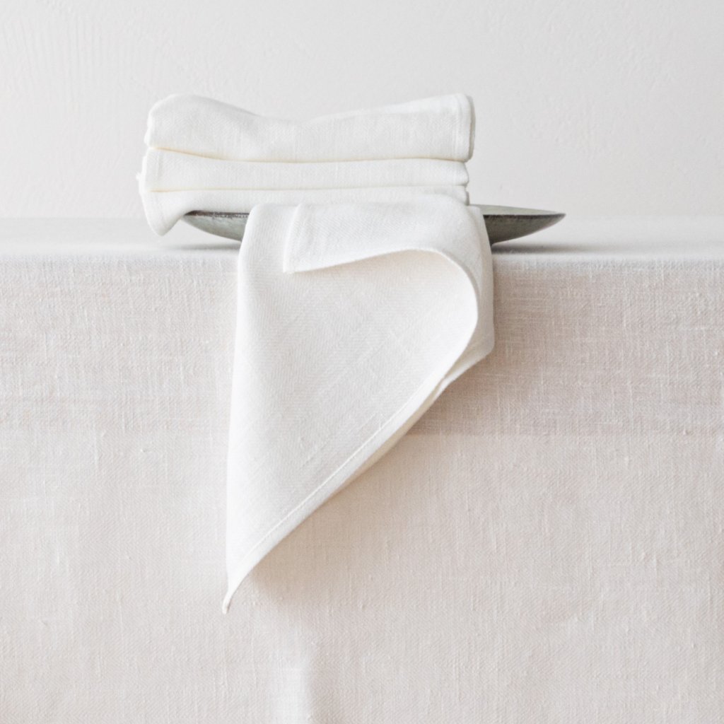 Serviette Milchweiss Leinen Lara