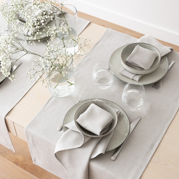 Serviette Silber Leinen Lara