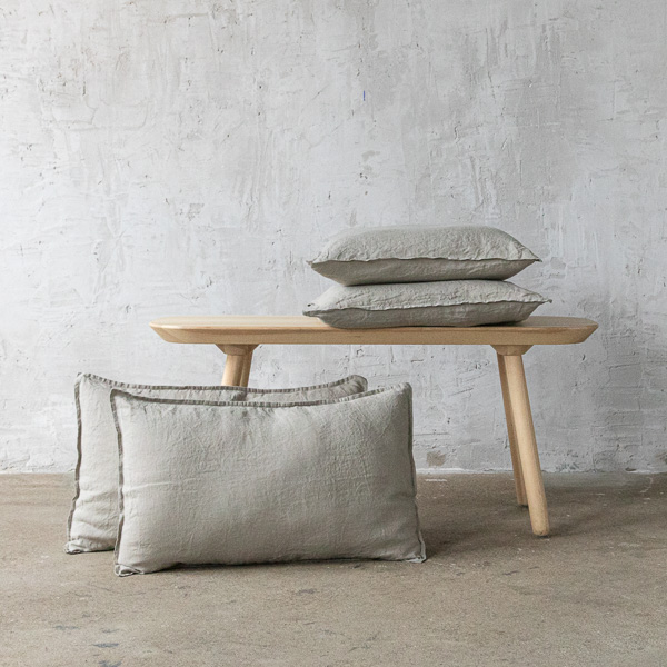 Stone Washed Leinen Kissenbezug Taupe
